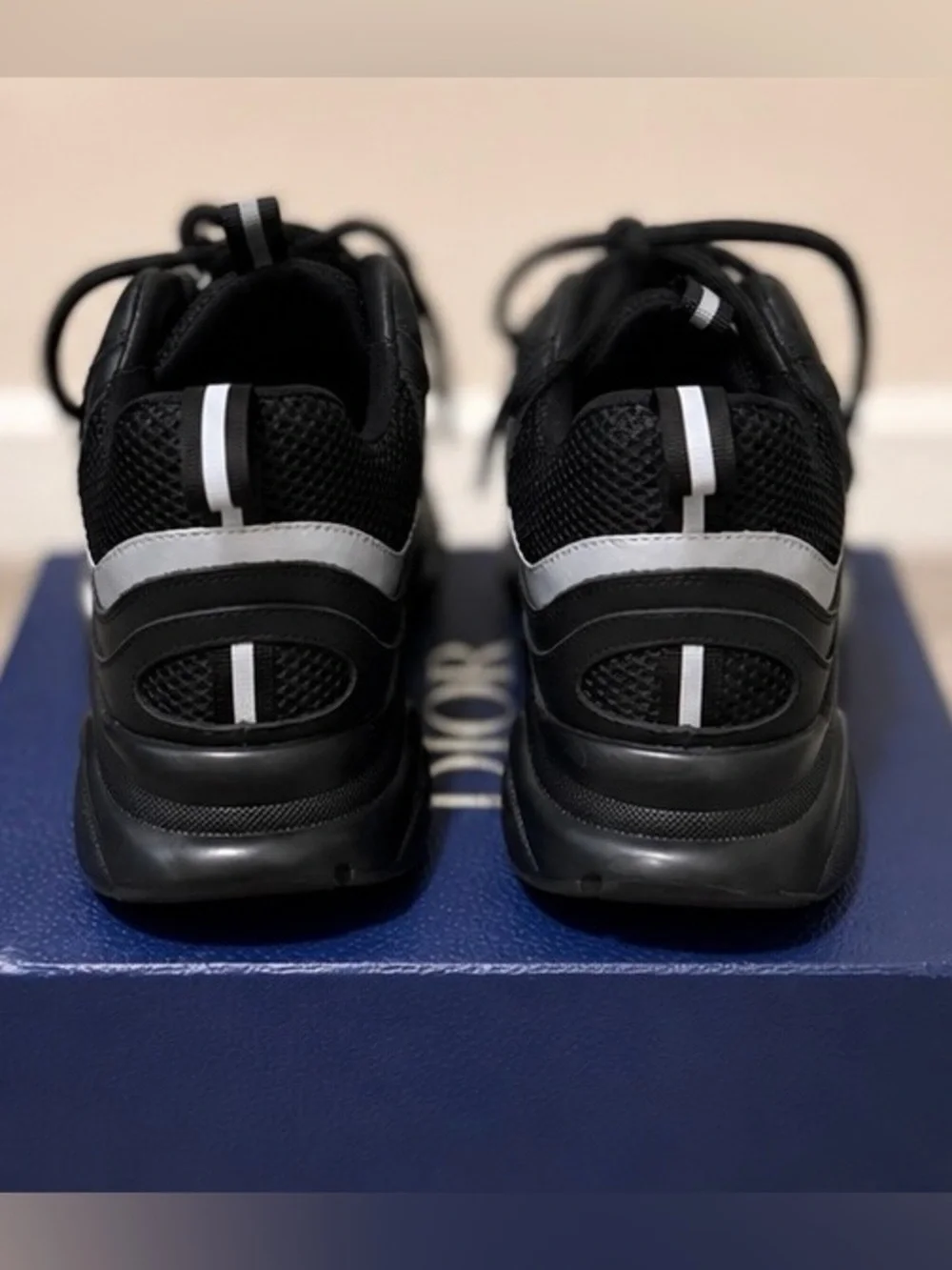 Black & Silver Chunky Sneaker with Lace-Up Closure